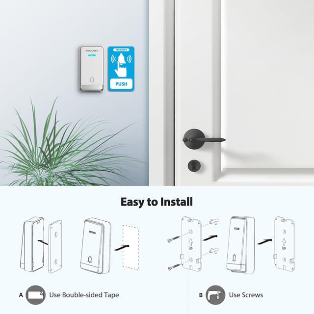 Thumbnail 6 de TECKNET Self-Powered Doorbell 3‑receiver 🔔