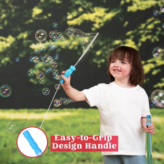 Detalle de JOYIN 6 PCS Big Bubble Wands for Kids (14.6in / 37cm) with 6 x 12ml Refill Bubble Solution