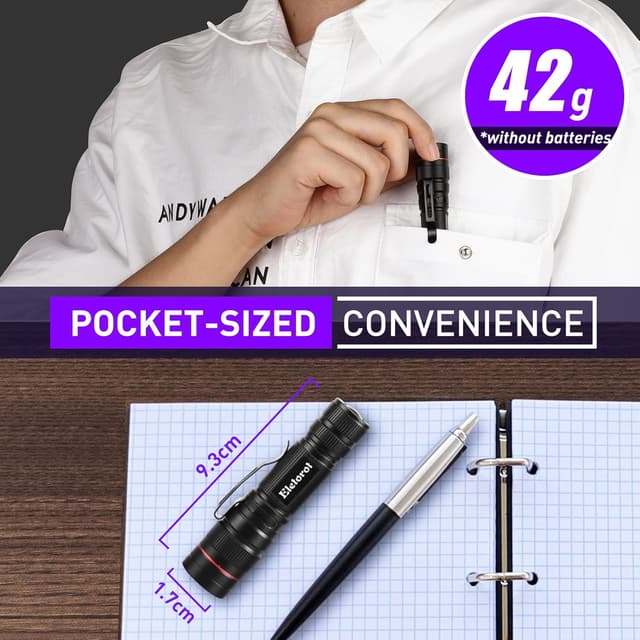 Detalle de Eletorot UV Torch LED Black Light Flashlight (395nm) – 3 Modes, Adjustable Beam