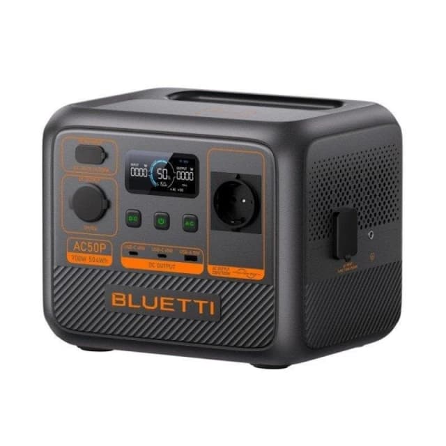 Detalle 2 de Bluetti AC50P portátil de 504 Wh LiFePO4 con salida continua 700 W y control LCD