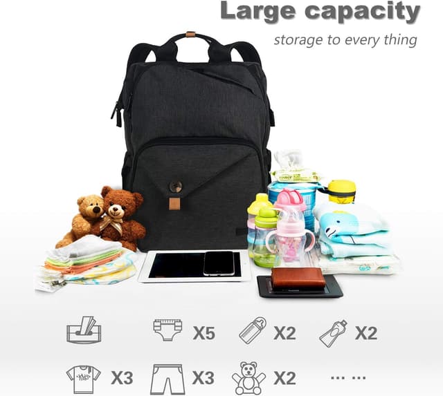 Detalle 2 de Hap Tim Baby Nappy Changing Bag Backpack (Double Compartments) with Waterproof Fabric & Stroller Straps