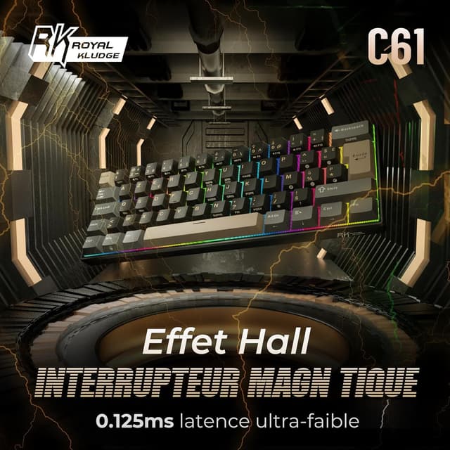 Detalle 2 de RK ROYAL KLUDGE C61 HE clavier gamer 60%