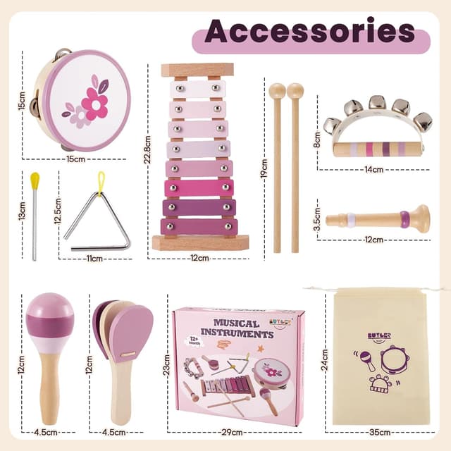 Detalle de Kids wooden music set xylophone 8 keys