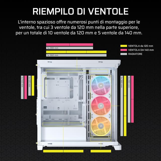 Thumbnail 6 de CORSAIR iCUE FRAME 4500X LX-R RGB LINK Case Mid-Tower bianco con vetro panoramico e ventole LX120R