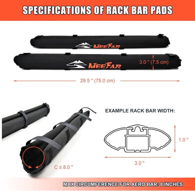 Detalle 2 de MeeFar Soft Roof Rack Pads 2 straps