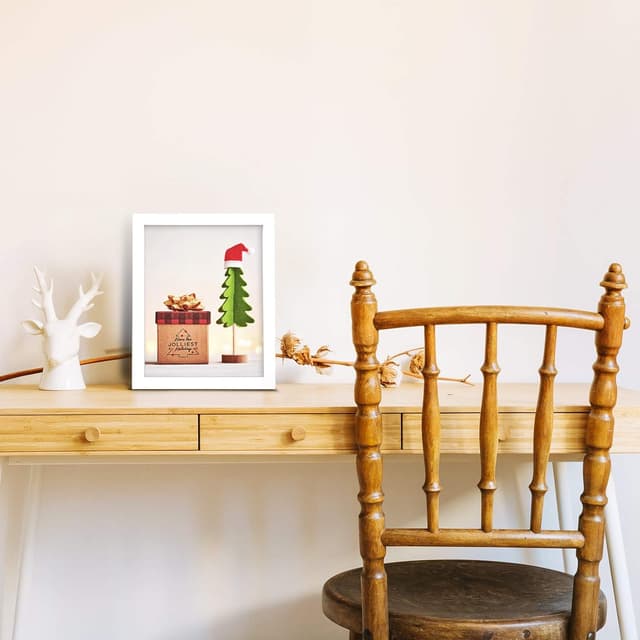 Detalle 2 de EGOFINE 9x7 inch Photo Frames White Set of 4 (Solid Wood) for Table Top and Wall Mounting