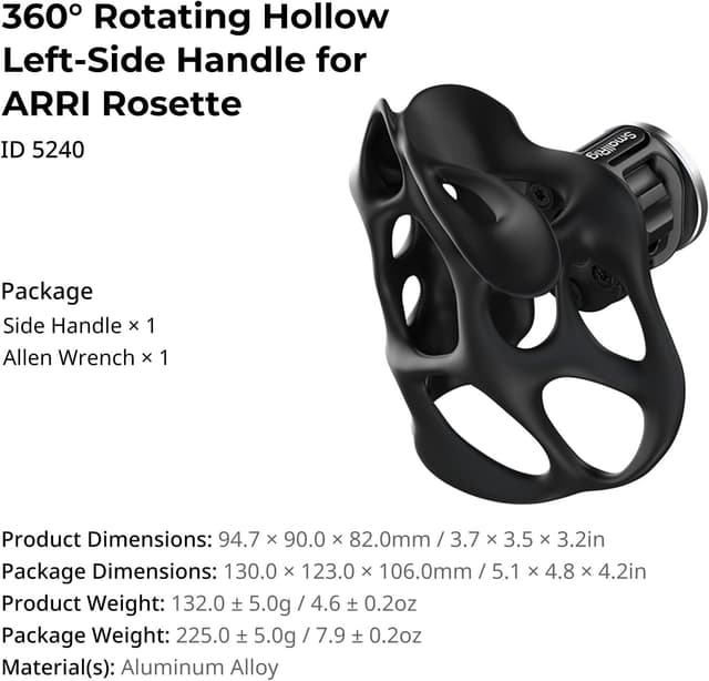 Thumbnail 6 de SmallRig 360° Rotating Hollow Left-Side Handle for ARRI Rosette (Load 15kg) – 5240