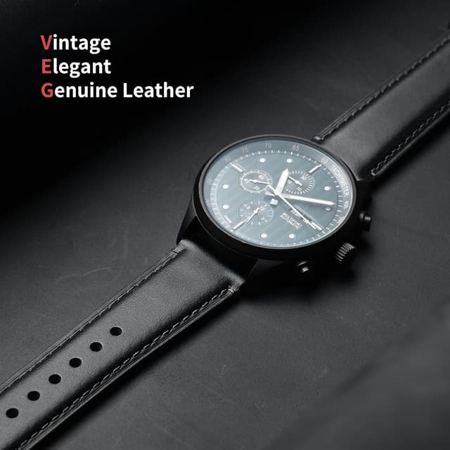 Detalle de Fullmosa cinturino in pelle per orologi (22 mm) con perno a sgancio rapido