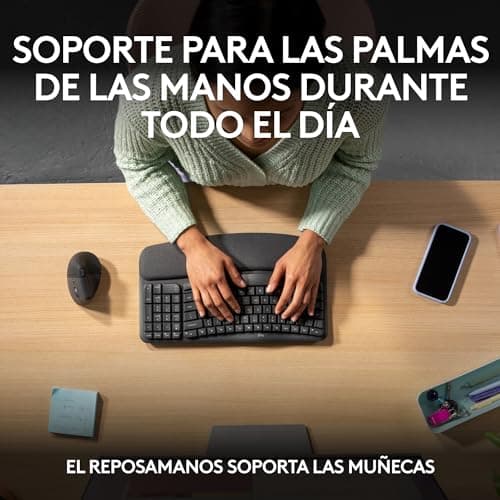 Detalle 2 de Logitech Wave Keys teclado ergonómico inalámbrico Bluetooth ⌨
