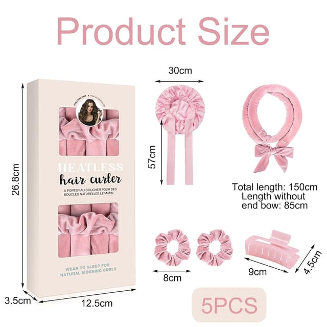 Detalle 2 de Samt-Lockenwickler Über Nacht – Lockenband für langes Haar 🎀