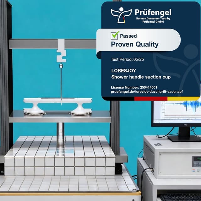 Detalle de LORESJOY Duschgriff mit Saugnapf – abnehmbarer Haltegriff für Dusche & Badewanne, max. 110 kg, ohne Bohren