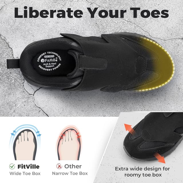 Detalle de FitVille Rebound Core V10 extra wide trainers for men with easy flap closure