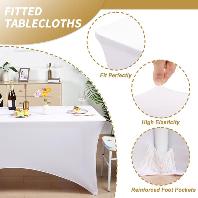 Thumbnail 1 de Fixwal 3-Pack White Table Cloths 6FT
