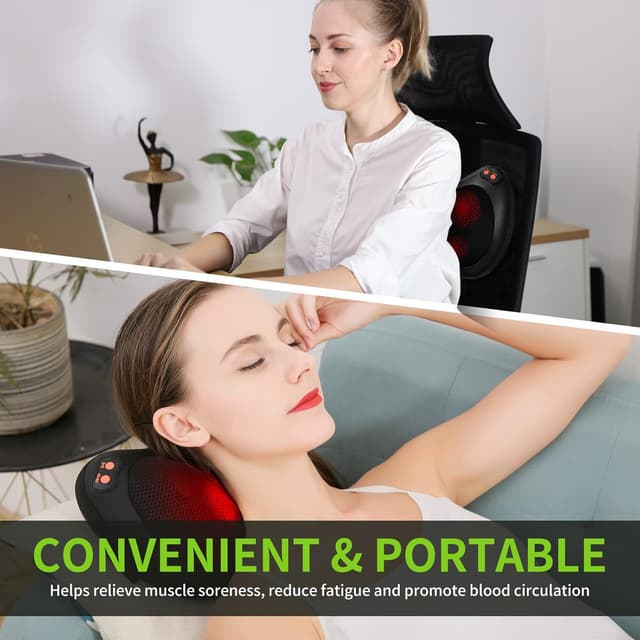 Detalle 2 de iKristin Back Neck Massager with Heat – Shiatsu kneading massage pillow for home and car