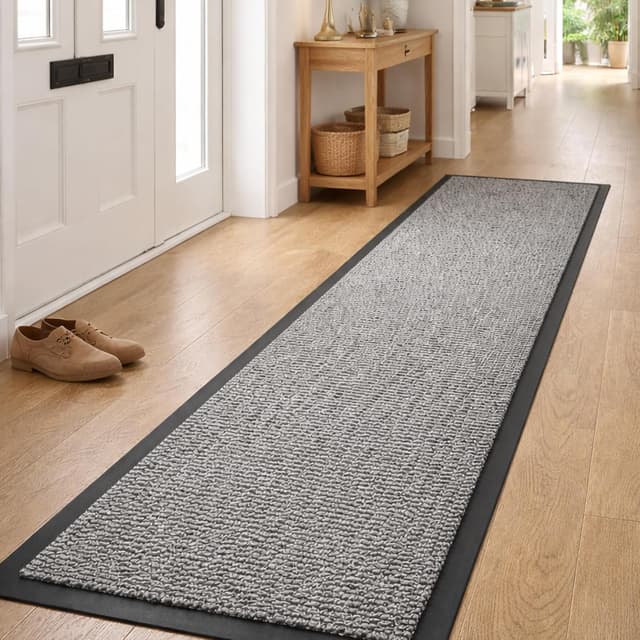 Detalle de GULLAMBO Hallway Runner Rug with Non-Slip Rubber Backing – heavy-duty dirt trapping runner for hall, kitchen and entryways