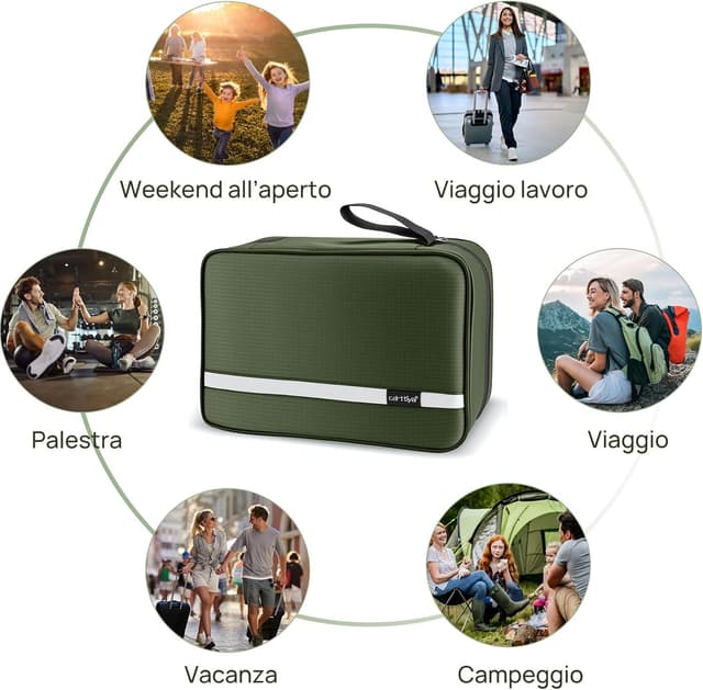 Thumbnail 6 de Carttiya Beauty Case da Viaggio grande impermeabile verde con gancio in metallo