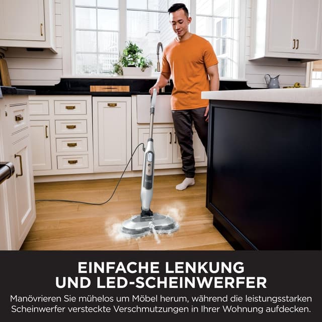 Detalle de Shark S8201EU Dampfreiniger mit Steam Blaster, 3 Dampfstufen & 2 rotierenden Power Pads