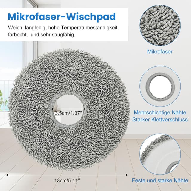 Detalle 2 de Pure Realm 6er Zubehörset für Roborock Wischpads – passend für Saros 10R & Q Revo Modelle