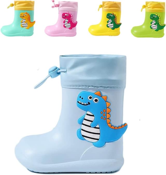 Detalle de Stivali da pioggia in EVA per bambini e bambine (unisex) con suola antiscivolo dinosauro