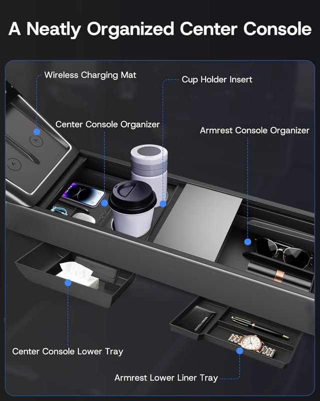 Detalle 2 de Center Console Organizer Tray for Tesla Model Y Juniper 2025