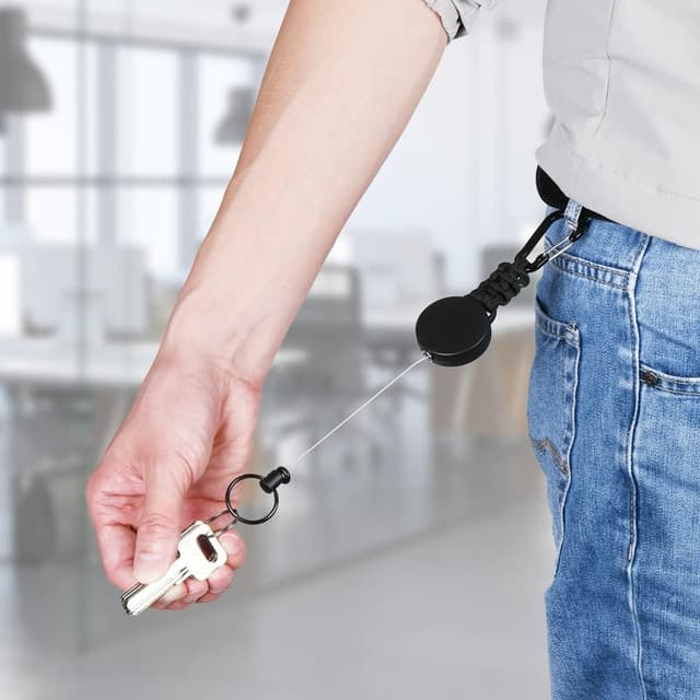 Detalle de Vicloon portachiavi retrattile con moschettone in metallo (2 pezzi) e cavo d’acciaio da 60 cm
