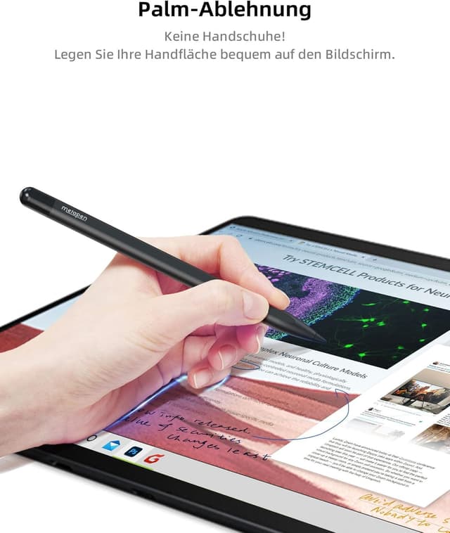 Detalle de Metapen Stift M1 für Surface – aktiver Tablet Pen mit 1.024 Druckstufen, USB‑C-Aufladung und magnetischer Befestigung
