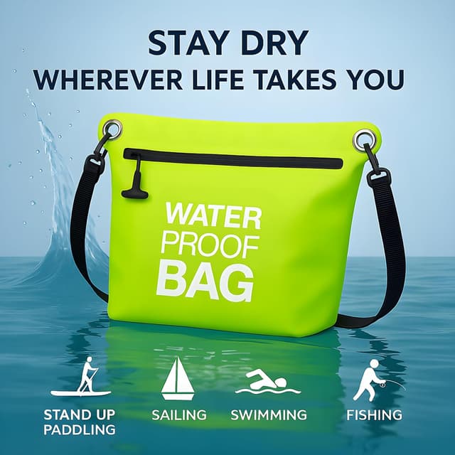 Detalle 2 de BLUEVER Wasserdichte Tasche (Dry Bag) mit luftdichtem Reißverschluss – 4L für Outdoor, Camping, Strand & Kajak