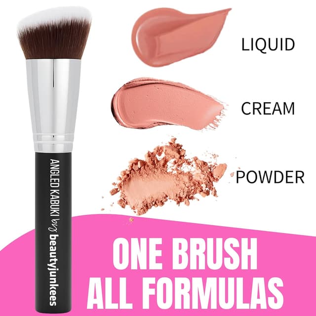 Detalle de Beauty Junkees Angled Blush Brush for Cream, Liquid & Powder Makeup