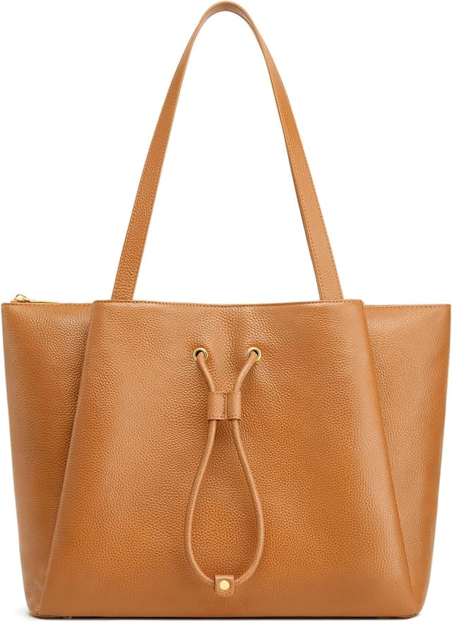Detalle de Kattee Large Genuine Leather Work Tote Bag for Women with Laptop Compartment