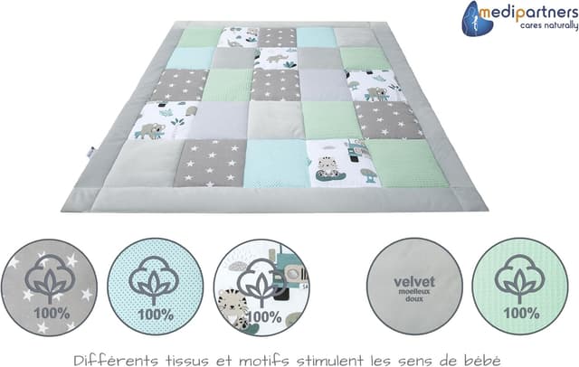 Detalle 2 de Tapis d’éveil bébé 100x100 en coton