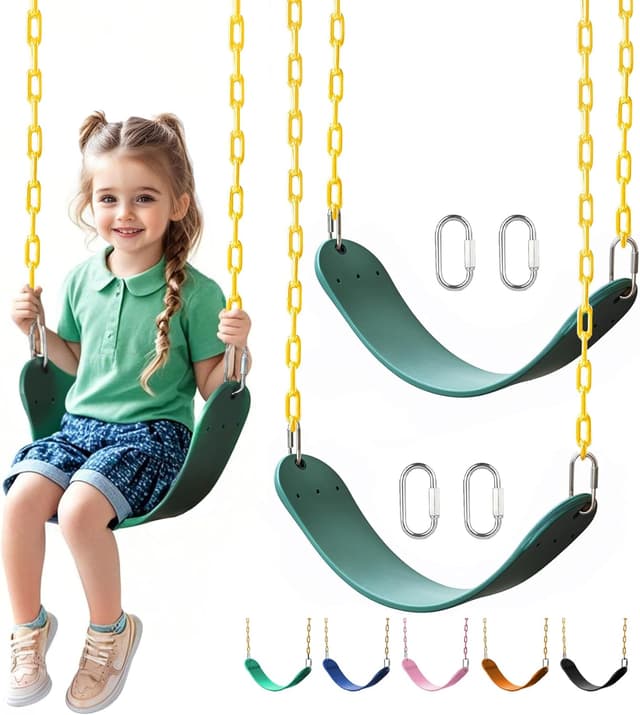 Detalle de Little Dove 2-Pack Heavy-Duty Swing Seats with 66" Rust-Resistant Chains (Green)