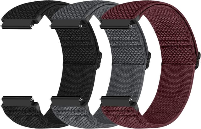 Detalle de Yunshare Quick Release Elastic Nylon Watch Straps (18mm–24mm) – 3 Pack for Samsung, Garmin, Fossil, Amazfit and more
