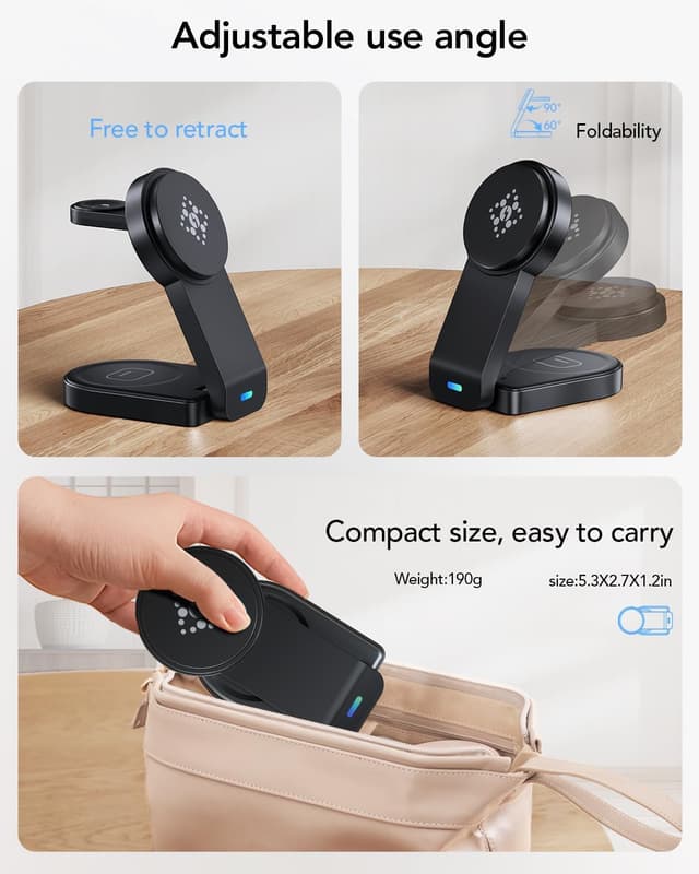 Detalle de GLILAVOX 3-in-1 magnetic wireless charger