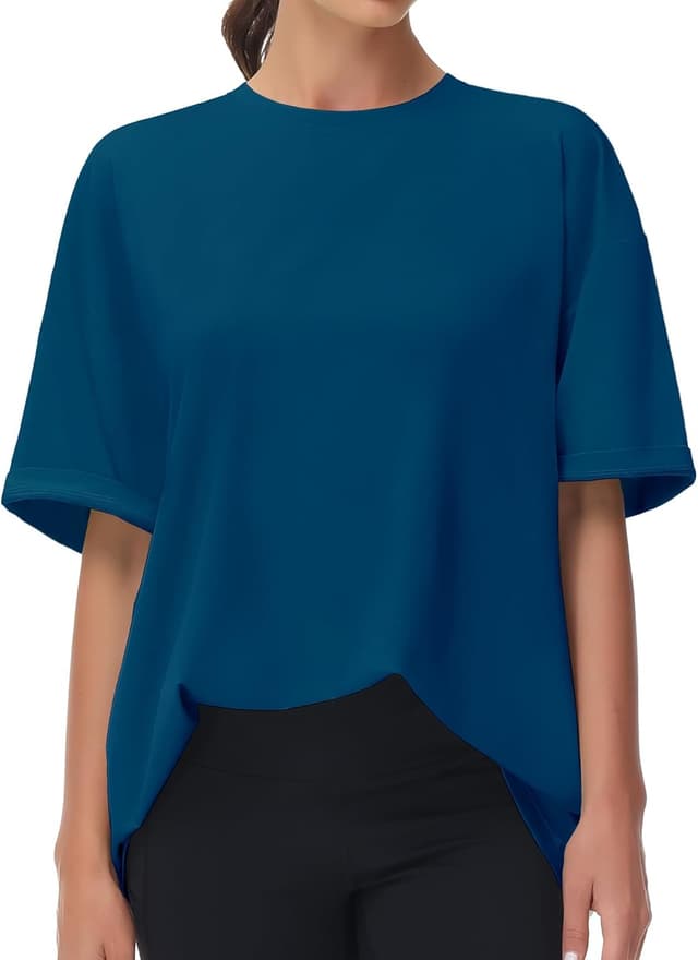 Detalle 2 de THE GYM PEOPLE T-Shirt oversize donna in maglia sportiva traspirante a maniche corte