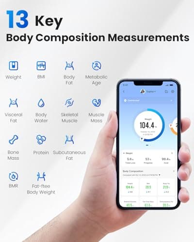 Detalle 2 de RENPHO Elis 1: báscula de baño digital con análisis corporal y app Bluetooth