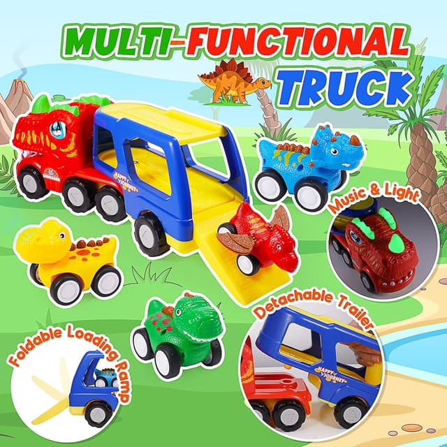 Thumbnail 3 de EUCOCO Dinosaurios y Camiones para Niños 1-6 Años 🚗🦖