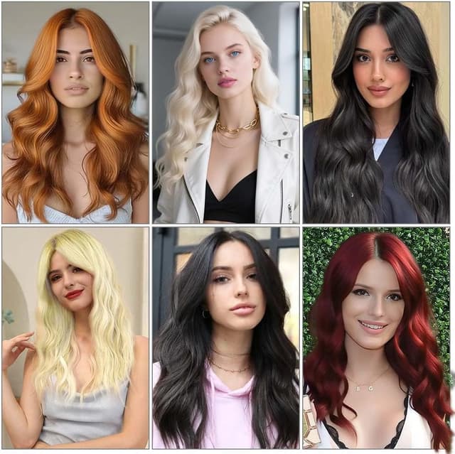 Detalle de AUYAO Capelli lunghi mossi e ricci (2 pezzi) con retina, 66 cm: parrucca sintetica per cosplay e feste