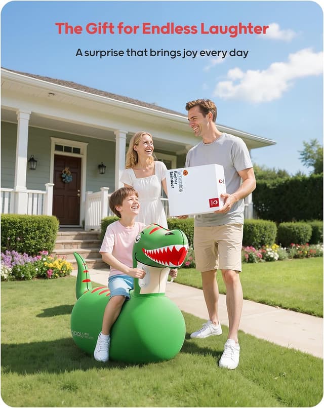 Thumbnail 6 de QPAU Inflatable Bouncy Dinosaur (2 pcs) with Hand Pump – heavy duty hopping animal hopper, for ages 5+