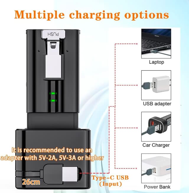 Detalle de Upgraded 3-Pack 3.65V 6040mAh Replacement Batteries with Charger Station for Ring cameras