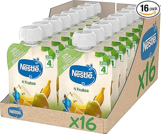 Detalle de Nestlé Papillas Bolsita de Frutas - 16x90g 🍎🍌🍓🍍