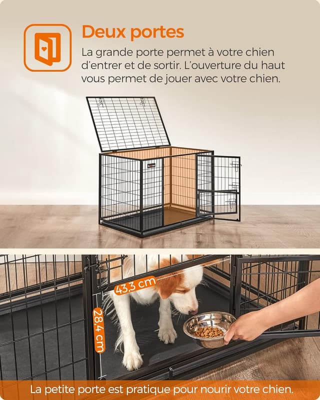 Thumbnail 4 de Feandrea PPD001B01 Cage chien 107×70×75 cm
