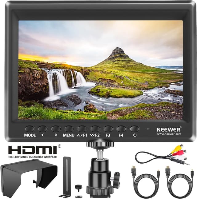 Detalle de NEEWER F100 7-Zoll IPS Feldmonitor 1280×800 mit HDMI-Eingang für DSLR, spiegellose Kameras & Videoaufnahmen