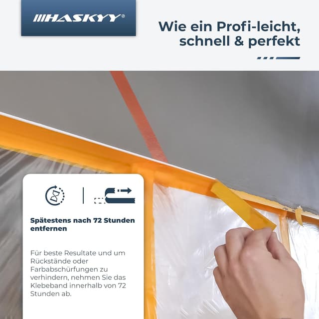 Detalle de HASKYY Nastro per Mascheratura 3 rulli da 30 mm x 50 m (adesivo per pittori e carrozzeria)