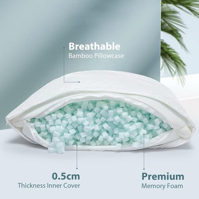 Detalle 2 de Rainmr Shredded Memory Foam Full Body Pillow (20 x 54 inches) for Side Sleepers