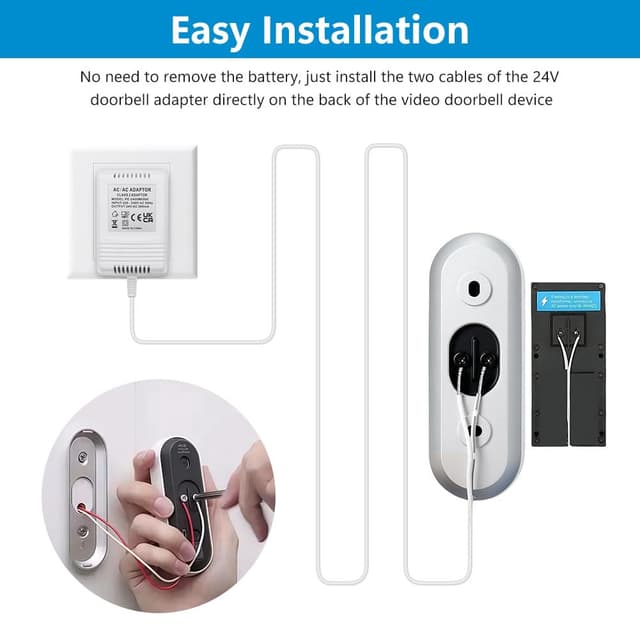 Detalle de AMFUN 24V 500mA Doorbell Transformer (AC power adapter) for Ring doorbells & thermostats, 8m cable