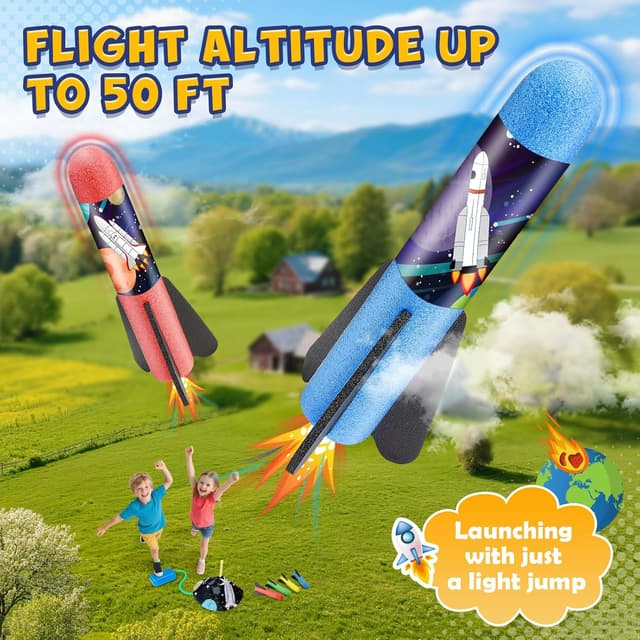 Detalle 2 de Anginne Rockets foam rocket launcher toy with adjustable launch angle (8 rockets) for kids 3–12