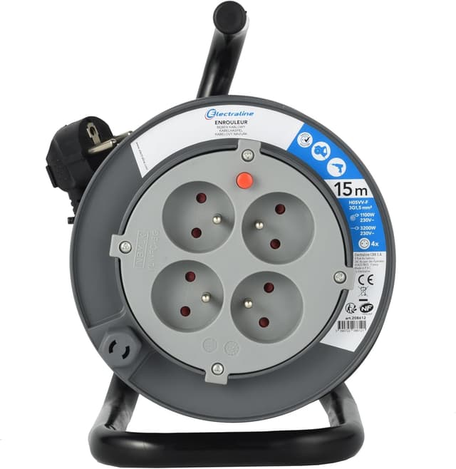 Detalle 2 de Electraline 208612 Rallonge 15 m enrouleur