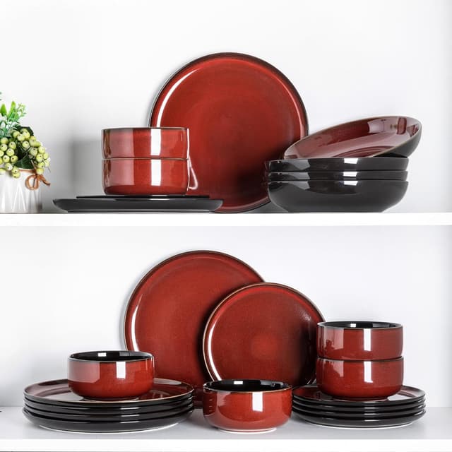 Detalle de LERATIO LeRatio Ceramic Dinnerware Sets for 6 (18PCS) with Reactive Glaze