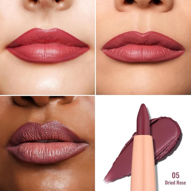 Detalle de OULAC Rosa Lipliner Wasserfest 05 Dried Rose – drehbarer, langanhaltender Lippenkonturenstift mit mattem Finish