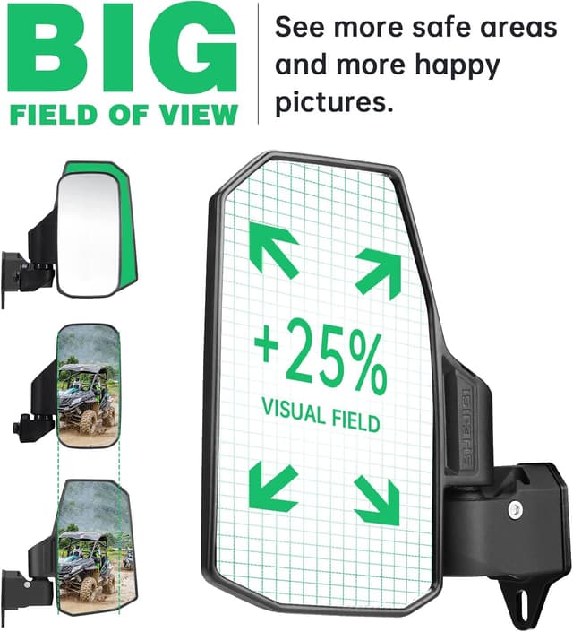 Detalle de SHEJISI Defender Side Mirrors with spring-back fold feature for Can-Am Defender HD10/HD9/HD8/HD7/HD5